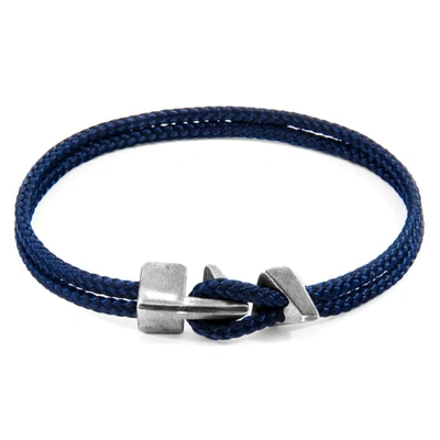 Shop Anchor & Crew Navy Blue Brixham Silver & Rope Bracelet