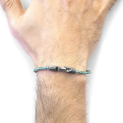 Shop Anchor & Crew Green Dash Talbot Silver & Rope Bracelet (charity Bracelet One Tree Planted)