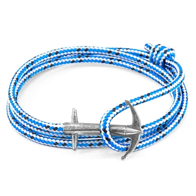 Shop Anchor & Crew Blue Dash Admiral Anchor Silver & Rope Bracelet (charity Bracelet Big Ocean Cleanup)