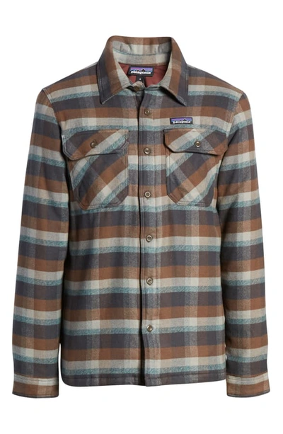Shop Patagonia 'fjord' Flannel Shirt Jacket In Observer Ink Black