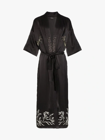 Shop Edward Crutchley Embroidered Kimono Coat In Black
