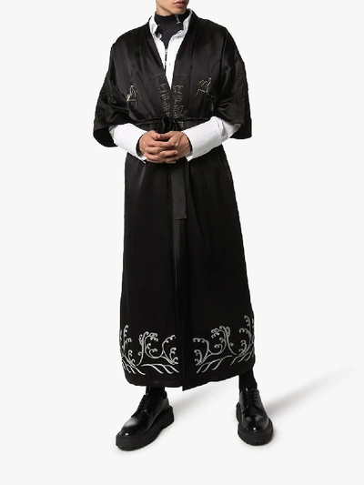 Shop Edward Crutchley Embroidered Kimono Coat In Black