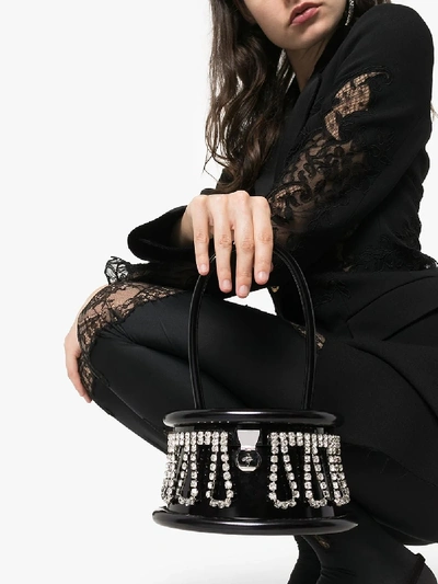 Shop Area Black Embellished Leather Box Bag