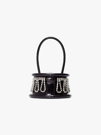 Shop Area Black Embellished Leather Box Bag