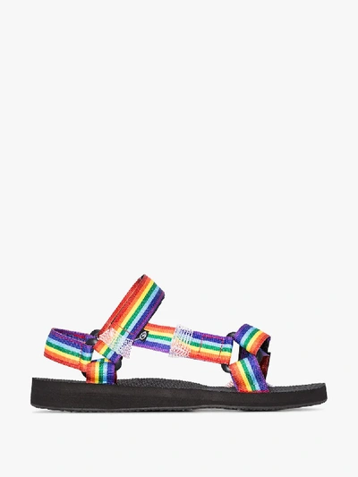 Shop Arizona Love Multicoloured Rainbow Sandals In Black