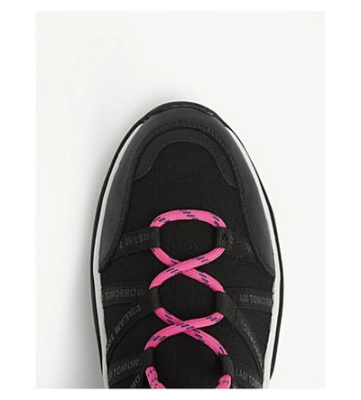 Shop Maje Wc1 Woven And Mesh Trainers In Black