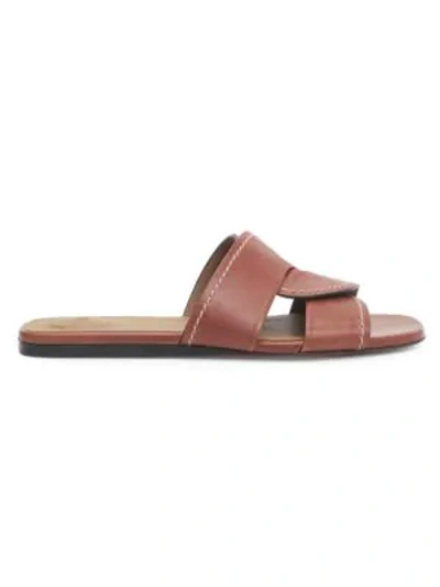 Shop Chloé Women's Candice Flat Leather Sandals In Sepia Brown
