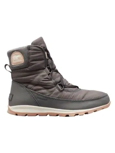 Shop Sorel Whitney Short Lace Nylon Waterproof Boots In Quarry
