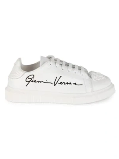 Shop Versace Signature Nyx Medusa Icon Leather Sneakers In White