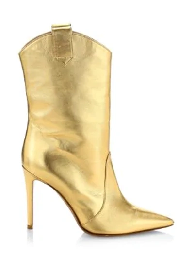 Shop Alexandre Vauthier Wayne Metallic Leather Ankle Boots In Gold