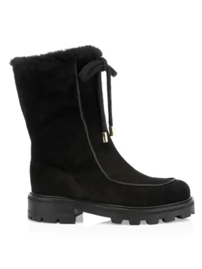 Shop Jimmy Choo Buffy Shearling-trim Suede Boots In Black