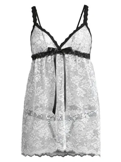 Shop Hanky Panky Mary Grace Lace Babydoll Slip In Black White