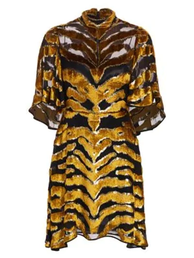 Shop Adam Lippes Tiger-stripe Burnout Dress In Tiger Burn