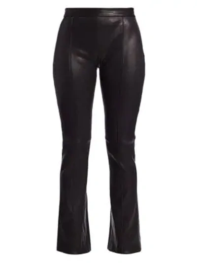 Shop Adam Lippes Leather Kick Flare Trousers In Black