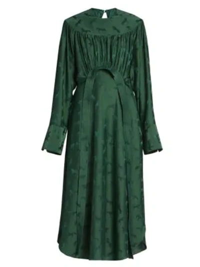 Shop Stella Mccartney Horse-print Jacquard Midi Dress In Green