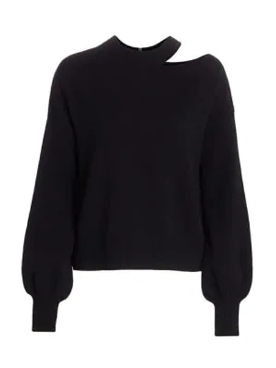 Shop Akris Punto Asymmetric Cutout Knit Wool & Cashmere Sweater In Black