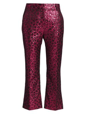 leopard print kick flare trousers