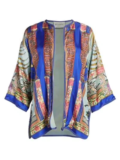 Shop Etro Safari Jewel Silk Kimono In Blue