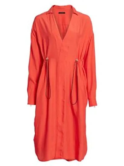 Shop Artica Arbox Drawcord Shirtdress In Hot Coral