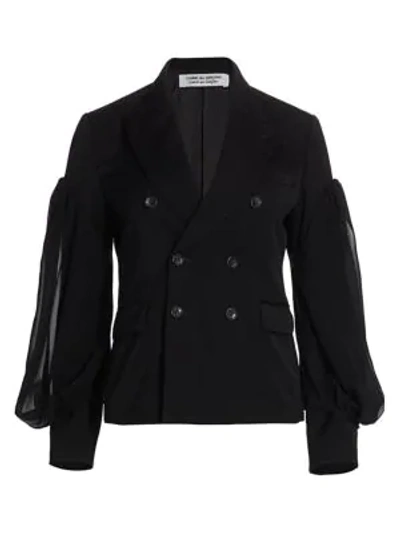 Shop Comme Des Garçons Comme Des Garçons Double Breasted Blouson Sleeve Jacket In Black