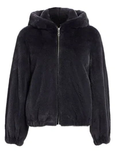 Shop The Fur Salon Women's Hooded Mink Fur Bomber Jacket In Charcoal