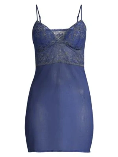 Shop Wacoal Lace To Love Chemise In Twilight Blue