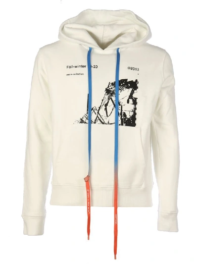 Shop Off-white Ruined Factory Slim Hoodie In White Black