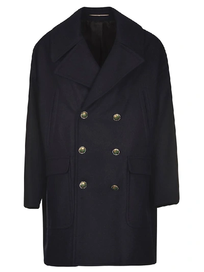 Shop Givenchy Double Breasted Oversized Coat In Navy