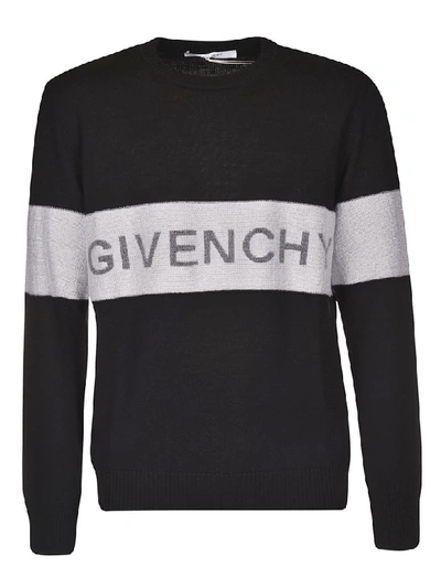 Shop Givenchy Logo Sweatshirt In Black/white