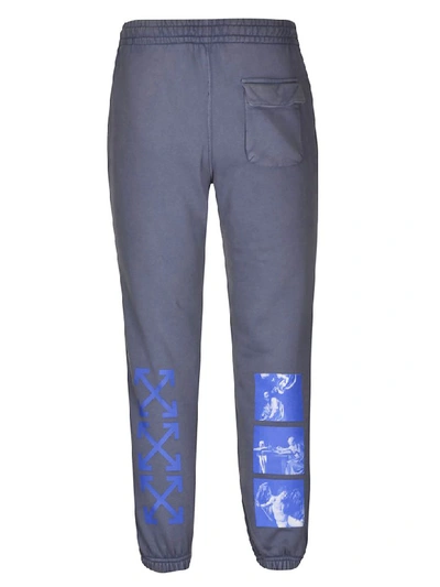 Shop Off-white Logo Print Trackpants In Indigo/blue