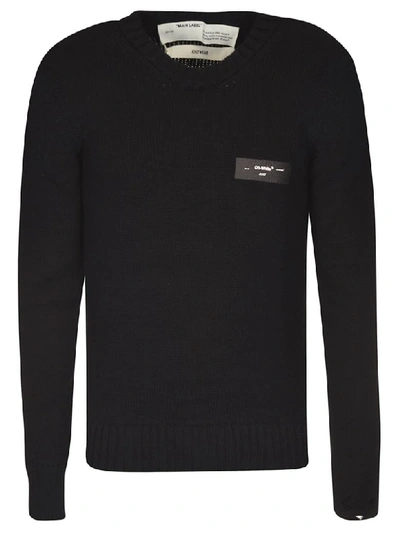 Shop Off-white Logo Knit Crewneck Sweatshirt In Black/white