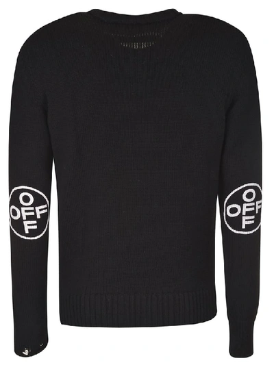 Shop Off-white Logo Knit Crewneck Sweatshirt In Black/white