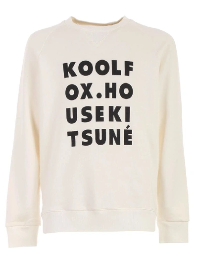 Shop Maison Kitsuné Sweatshirt Crew Neck Kool Fox In White