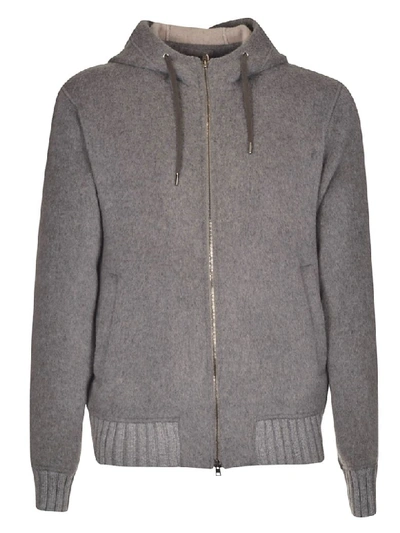 Shop Herno Classic Zipped Hoodie In Grey