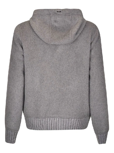 Shop Herno Classic Zipped Hoodie In Grey