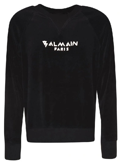 Shop Balmain Chest Logo Print Sweatshirt In Black