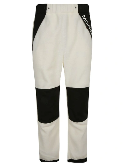 Shop Moncler Side Logo Detail Trousers In White/black