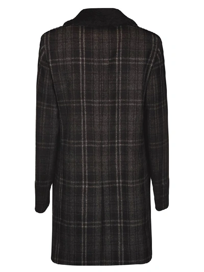 Shop Saint Laurent Checked Three-button Coat In Black/anthracite