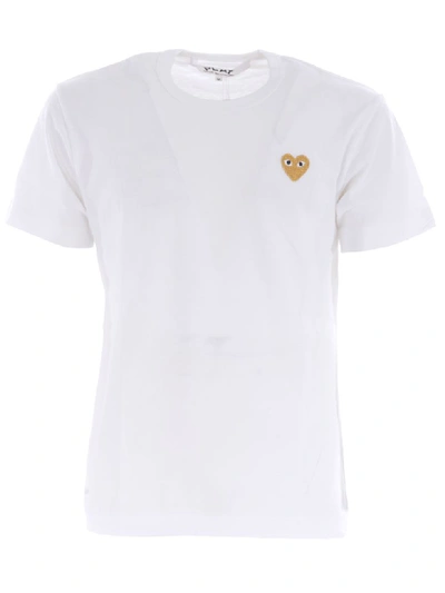Shop Comme Des Garçons Play Cotton T-shirt In Bianco