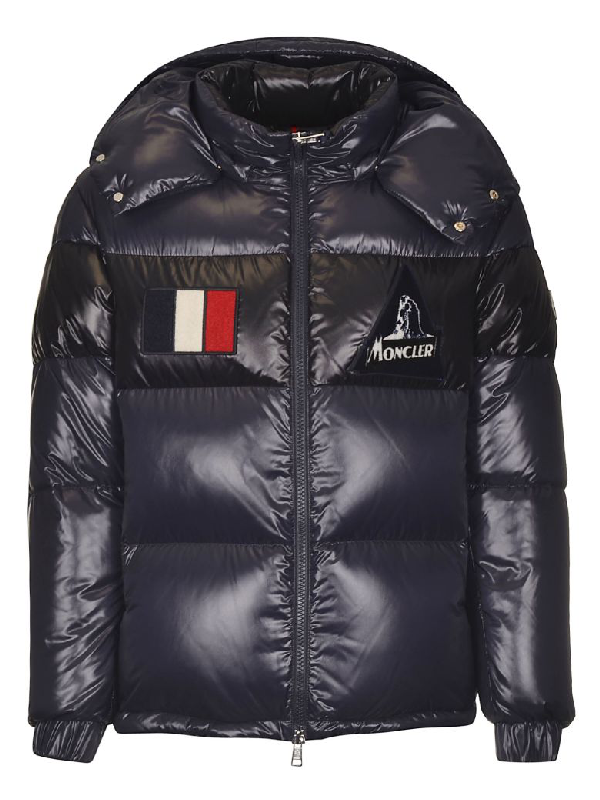 Moncler Gary Logo Patch Padded Jacket In Blue | ModeSens