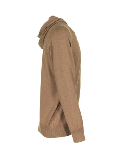 Shop Brunello Cucinelli Camel Cashmere Hooded Sweatshirt