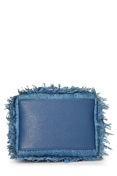 Shop Chanel Blue Fringed Denim Charm Bucket Bag