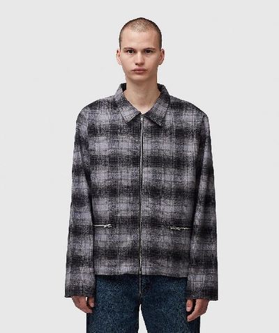 Shop Noon Goons Mens Anderson Flannel Jacket In Grey In Charcoal Grey
