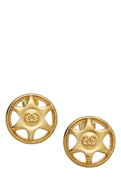 Pre-owned Chanel Gold "cc" Star Clip On Earrings