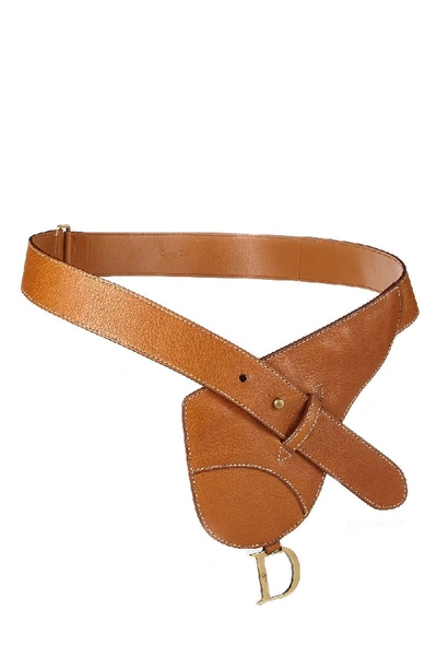 Pre-owned Dior Brown Leather Saddle Belt Bag 80
