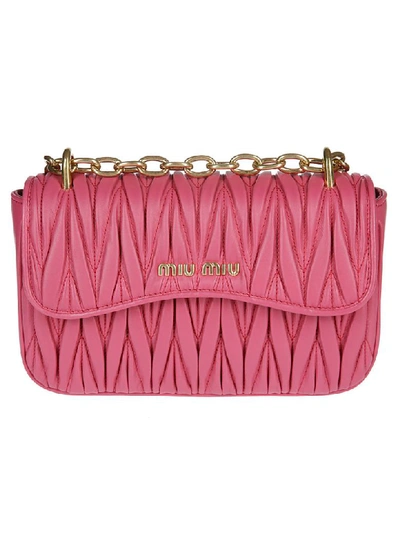 Shop Miu Miu Pattina Matelasse Crossbody Bag In Magenta