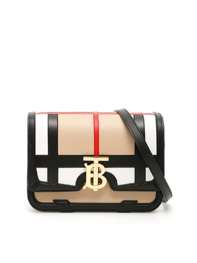 Shop Burberry Small Tb Bag In Black (beige)