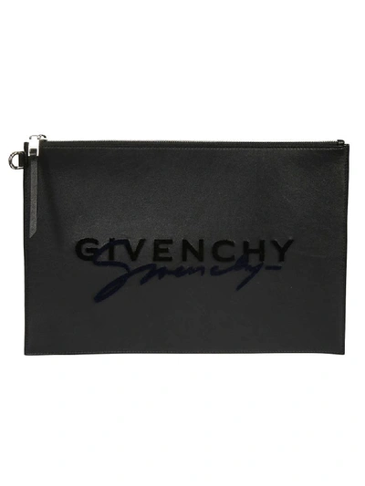 Shop Givenchy Emblem Large Pouch In Black