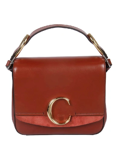 Shop Chloé Small C Plaque Shoulder Bag In Sepia Brown