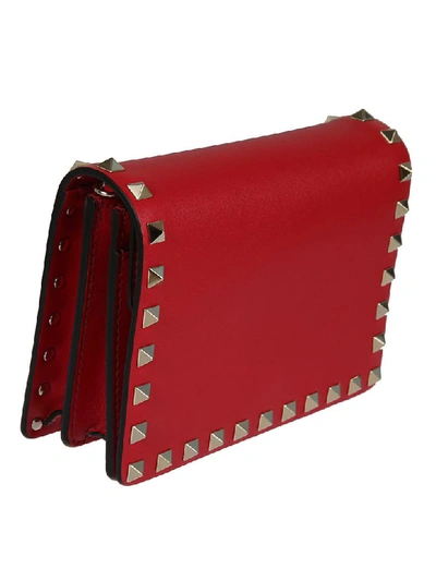 Shop Valentino Pyramid Studded Pouch In Red/gold